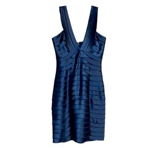 BCBGMaxazria Bandage dress Teal Blue Satin size 0 formal cocktail HOCO